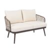 4 Piece Outdoor Patio Furniture Set, Metal Chairs With Woven Rope U Shaped Backrest, Outdoor Conversation Set With Thick Cushions And Coffee Table For Garden, Poolside, Balcony - Brown / Beige - Image 9