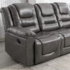 3 Seater Home Theater Recliner Manual Recliner Chair With Two Built-In Cup Holders For Living Room - Gray - Image 26
