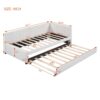 Twin Size Sofa Bed Upholstered Daybed With Trundle Frame No Box Spring Needed, Linen - Beige - Image 13