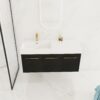 Contemporary 48" Wall Mounted Bathroom Vanity With Resin Sink And Soft Closing Doors And Line - Black Chestnut - Image 8