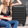 Set 3 Pieces 20" / 24" / 28" Abs Spinner Wheel Luggage, Matching Color, With Combination Lock - Black - Image 12