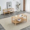 Modern 2 Tier Coffee Table For Living Room Furniture, Rectangular Center Table With Open Storage Shelf, Rounded Rubberwood Legs, Stable And Durable - Burly Wood - Image 2