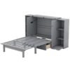 Queen Size Murphy Bed With Shelves, Drawers And USB Ports - Gray - Image 4