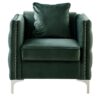Bayberry - Velvet Chair With 1 Pillow - Green - Image 2