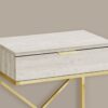 Accent Side Table, Storage Drawer, Marble Look Contemporary & Modern - Beige - Image 3