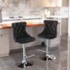 Swivel Velvet Barstools Adjusatble Seat Height From 25-33", Modern Upholstered Chrome Base Bar Stools With Backs Comfortable Tufted For Home Pub And Kitchen Island (Set of 2) - Black - Image 15
