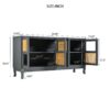 Retro Industrial Gray 4 Door Sideboard With Large Storage, Rattan And Glass Doors - Antique Dark Gray / Rattan - Image 3