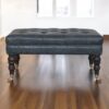 Buffalo - Leather Ottoman With Castor Legs - Brown / Teal - Image 9