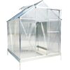 6.3'x6.2'x7' Polycarbonate Greenhouse, Heavy Duty Outdoor Aluminum Walk-In Green House Kit With Rain Gutter, Vent And Door For Backyard Garden - Aluminium - Image 9