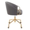 Claire - Contemporary / Glam Task Chair - Gold / Gray - Image 2