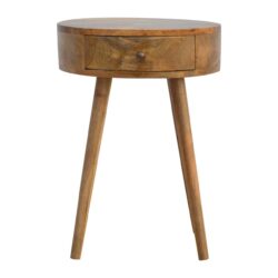 Nordic Circular Shaped Bedside Table - Oak