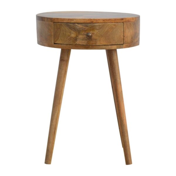 Nordic Circular Shaped Bedside Table - Oak
