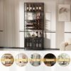 82.7" Industrial Standing Wine Rack With Glass Rack Tall Freestanding Floor Bar Cabinet - Walnut / Black - Image 10