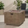 Outdoor Patio Gas Burning Fire Pit Table 50, 000 Btu, Square, Iron Wood Pattern - Brown - Image 3
