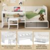 Twin Size Daybed With Storage Shelves And Lockers, Multi Functional Bed With Study Desk And Matching Stool - White - Image 3