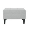Classic Ottoman With Cushioned Top And Birch Wood Legs - Gray - Image 4