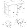Computer Desk For Home Office, Laptop, Left, Right Set - Up, Storage Drawers, Contemporary - Gray - Image 3