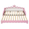Twin Extending Daybed With LED Lights, Modern Upholstered Princess Daybed With Crown Headboard - Pink - Image 9