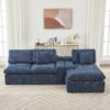 Cloud Sectional Sofa Upholstered Sofa Couch With Double-Layer Cushion And Side Pockets - Blue - Image 8