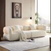 Sectional Sofa, Durable Fabric, Solid Wood Frame, High Density Sponge Filler - White - Image 4