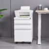 Modern 3 Drawer Mobile Filing Cabinet With Lock, Metal Office Storage, Legal / Letter Size - White - Image 19