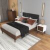 Caroline - Mid-Century Modern Style White Night Stand 2 Drawer - Dark Brown / White - Image 8