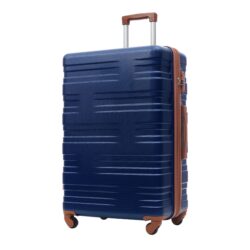 Luggage With Tsa Lock Spinner Wheels Hardside Expandable Luggage Travel Suitcase Check In Luggage ABS 24" - Blue / Brown