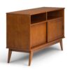 Draper - Mid Century Tall TV Media Stand - Teak Brown - Image 3