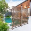 Freestanding Decorative Privacy Screen For Deck Balcony Patio, Metal Privacy Screen - Brown - Image 12