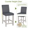 5 Pieces Counter Height Table Set, Wooden Kitchen Table Set With Square Table And 4 Upholstered Chairs - Silver Gray - Image 10