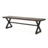Modern Industrial Outdoor Aluminum Dining Bench With Steel Frame - Brown / Black - Image 7