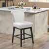 Quicksilvered - Upholstered Swivel Counter Stool With Wood Legs - Beige - Image 9
