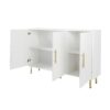 3 Door Large Storage Sideboard With Handles For Kitchen, Dining Room And Living Room, Accent Buffet Cabinet, Coffee Bar Sideboard Cabinet With 3 Doors - White / Gold - Image 10