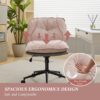 Oversize Seat Cirss Cross Chair With Wheels, Elegant Design Computer Chair, Adjustable Height 360 Degree Rolling Swivel Home Office Chair For Small Space, Dressing Room, Living Room - Pink / Gray - Image 3