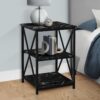 Accent Table, Side Marble Look Contemporary & Modern - Black - Image 3