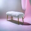 Bagley II - Faux Fur Bench - White / Gold - Image 6