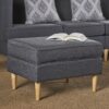 Upholstered Ottoman With Tapered Legs - Dark Gray - Image 5