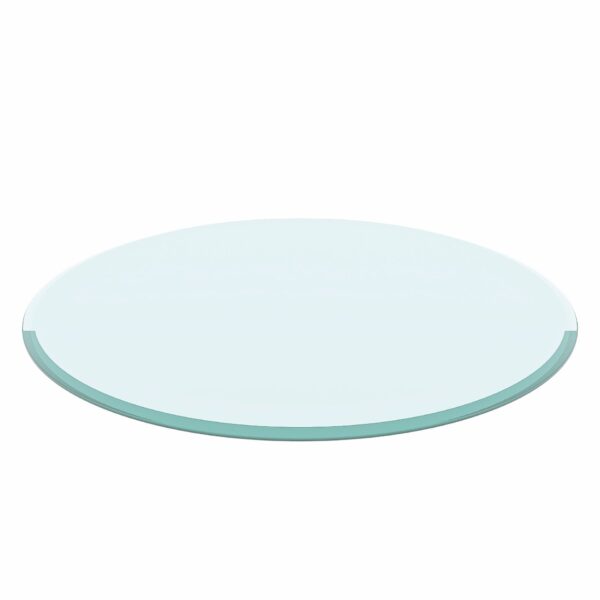 32" Round Tempered Glass Table, Top Clear Glass 1 / 2" Thick Beveled Polished Edge - Transparent