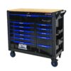 12 Layer Drawer Multi Purpose Tool Cart With Wheels And Wooden Countertops - Black / Blue - Image 6