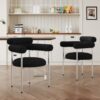 Contemporary Upholstered Armchair Dining Chairs With Metal Legs (Set of 2) - Black - Image 3