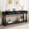 Console Table Long Console Table With Drawers And Shelf For Entryway, Hallway, Living Room - Espresso - Image 4