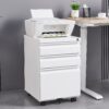 Modern 3 Drawer Mobile Filing Cabinet With Lock, Metal Office Storage, Legal / Letter Size - White - Image 4
