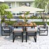 7 Pieces Outdoor Dining Set Patio Dining Table And Chair Set With And Removable Cushions For Patio, Backyard, Garden - Gray - Image 2