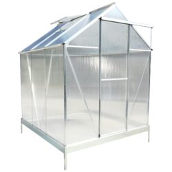 6.3'x6.2'x7' Polycarbonate Greenhouse, Heavy Duty Outdoor Aluminum Walk-In Green House Kit With Rain Gutter, Vent And Door For Backyard Garden - Aluminium
