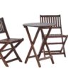 3 Piece Acacia Bistro Set, Folding Patio Furniture For Garden Backyard Balcony Porch With 1 Coffee Table And 2 Foldable Chairs - Natural Stained - Image 14