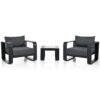 3 Piece Aluminum Frame Patio Furniture With 6.7" Thick Cushion And Coffee Table, All Weather Use Olefin Fabric Outdoor Chair - Gray / Black - Image 13