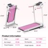 Foldable Treadmill 2.5Hp Electric Folding Treadmill Running Walking Machine For Home Gym, Max 265 Lbs Weight Capacity - Pink / White - Image 7