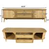 Rattan TV Stand For Tvs Up To 75'', Modern Farmhouse Media Console, Entertainment Center With Legs, TV Cabinet For Living Room, Home Theatre - Natural Wood - Image 9