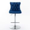 Swivel Velvet Barstools Adjusatble Seat Height From 25-33", Modern Upholstered Chrome Base Bar Stools With Backs Comfortable Tufted For Home Pub And Kitchen Island (Set of 2) - Blue - Image 2