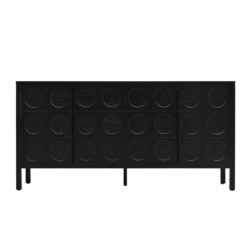 Stylish Storage Cabinet Sideboard With Unique Geometric Circle Door Design - Black